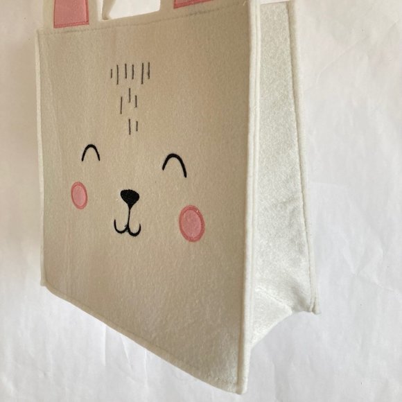 Paper Source Bunny Felt CRAFT Tote Bag, 10"x10" White/Pink Bunny Party Gift Bag - Picture 6 of 16